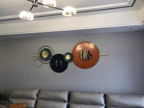 Modern Metal Wall Decor Home Wall Art Orange & Gold & Blue Living Room photo review