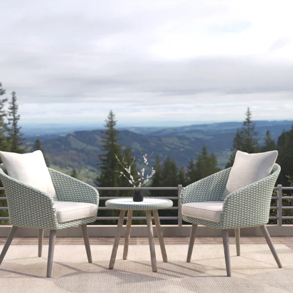 Orek Outdoor Patio Seating Set 2 Chairs and 1 Table Set (Grey + White)