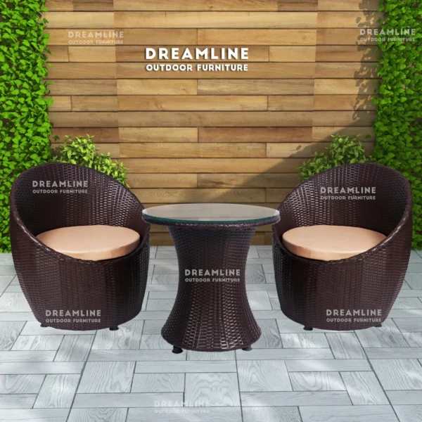 Coco Outdoor Patio Seating Set 2 Chairs and 1 Table Set (Dark Brown)